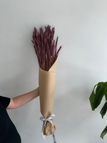 Dried Wheat Bouquet - Purple Grande