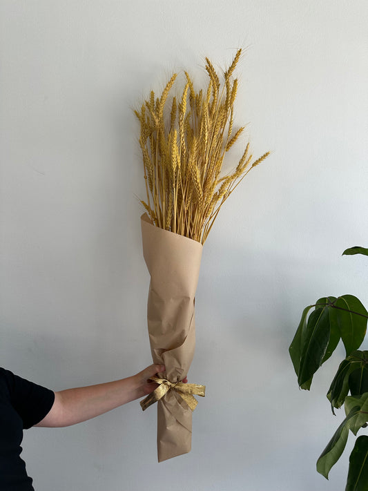 Dried Wheat Bouquet -bright yellow medium