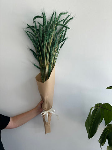 Dried Wheat Bouquet - Bright Green Small